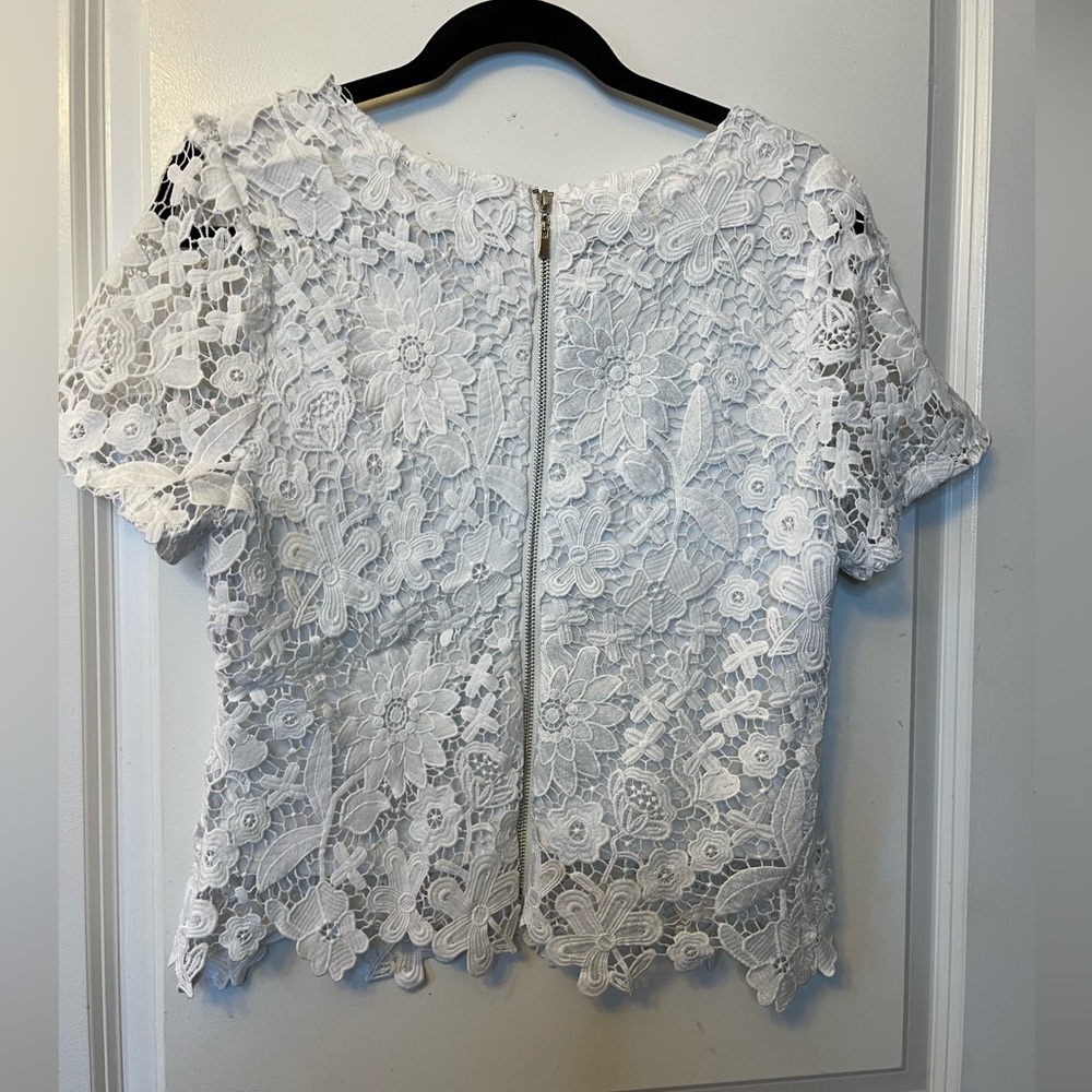 Available by. Angela Fashion White Lace Women's Top - Picture 2 of 6
